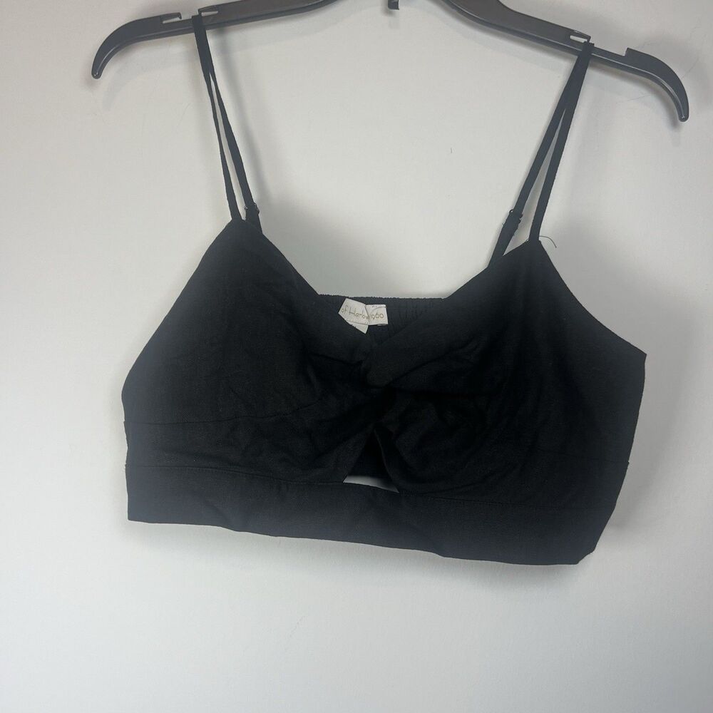 HOUSE OF HARLOW 1960 Black‎ lightweight Crop Top Med NWOT front tie boho summer